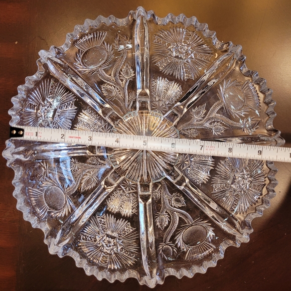 1911 Antique EAPG Higbee Paneled Thistle pattern glads 10" bowl sawtooth rim - Picture 3 of 6